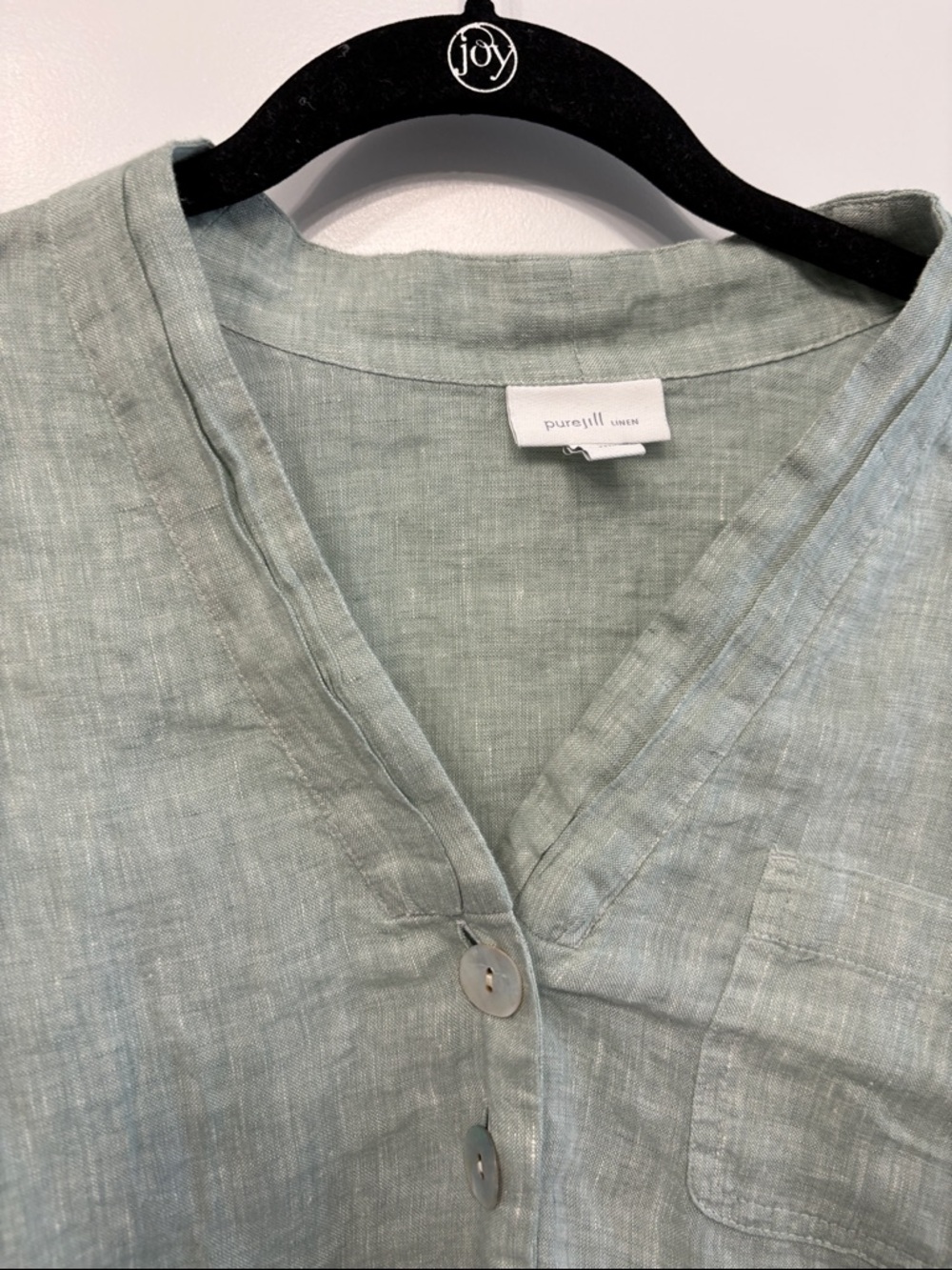 J. Jill  Pure Jill Light Sage Green 100% Linen Tunic - Picture 4 of 10